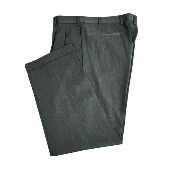 Brooks Brothers Gray Dress Pants Smooth Wool Cuffed Pleated Gray Mens 36 x 30.5 - Picture 1 of 15